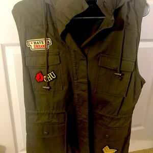 Army green hooded vest
